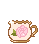 An image of a white cup with a gold rim with the image of a pink rose on it.