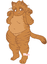 An image of an anthropomorphic girl version of Garfield with her paws up.