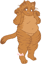 An image of an anthropomorphic girl version of Garfield with her paws up.