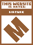 An ESRB-style rating sticker. This website is rated M for mature. This website features: